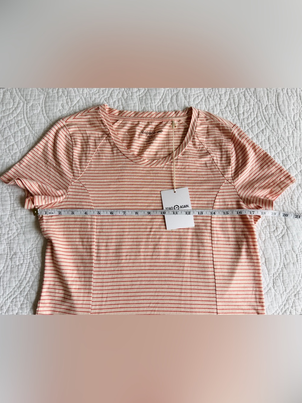 NWT Toad&Co Windmere Short Sleeve Dress Striped Coral Size Medium T-shirt Dress - Picture 7 of 12
